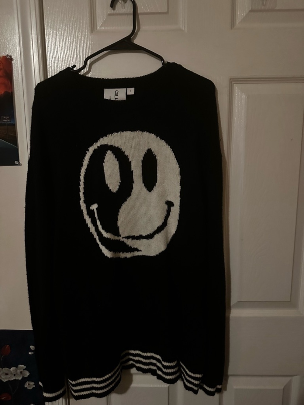Collusion Black Smiley Knit Crewneck Sweater